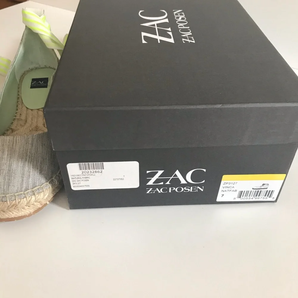 ZAC Zac Posen Vinca Gray Ballet Flat Espadrille With Ribbon Ankle Tie Size 7 NIB